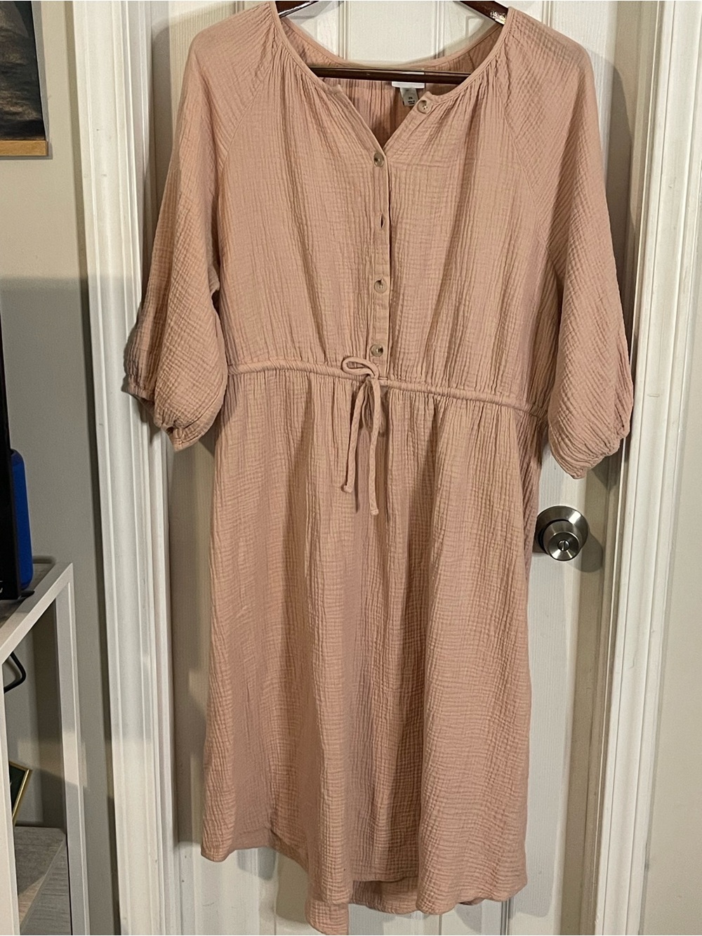 Ava & Viv Dusty Rose Button-Front Midi Dress